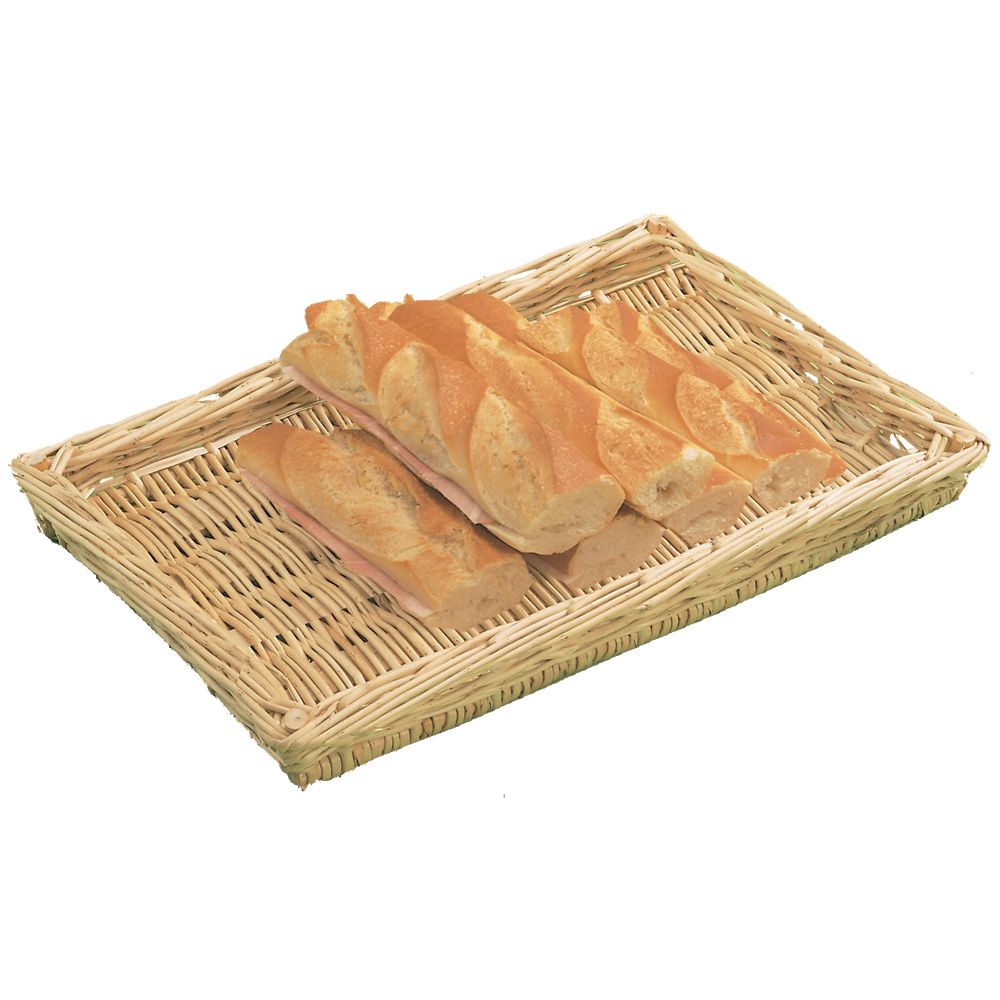 Plateau rebord en osier blanc - Dimensions F.50 x P.35 x Ht 4 cm_0