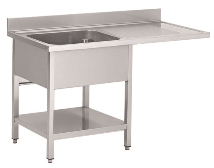 Plonge professionnel en inox avec passage lave vaisselle a droite 1200x700x850+100mm - THSTR127SBL1_0