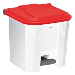 UTILO - Poubelle de tri à pédale 30L blanc/rouge - 54023 - ROSSIGNOL - rouge plastique 54023_0