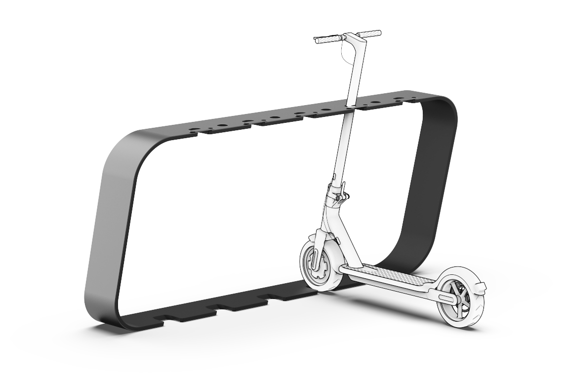 Rack pour trottinettes à 5 places sécurisée et adaptable, répondant aux besoins des utilisateurs urbains et ruraux_0