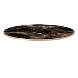 Restootab - Plateau Ø120 decor marbre capuccino chants laiton - marron Bois manufacturé PL-R120M-BER.CAP-LAI_0