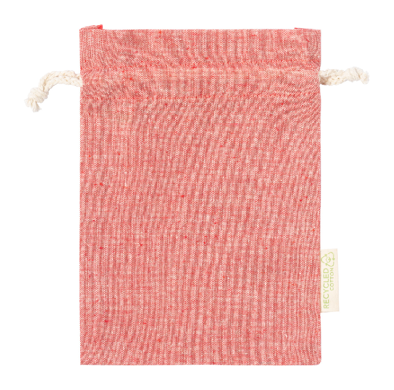 Sac publicitaire - Sac à provisions en coton recyclé avec fermeture à cordon de serrage - 120 g/m² - Rouge_0