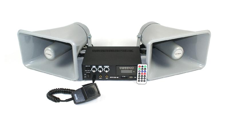 Sonorisation véhicule VH60W - 60 Watts - USB, 2 haut-parleurs étanches et micro_0