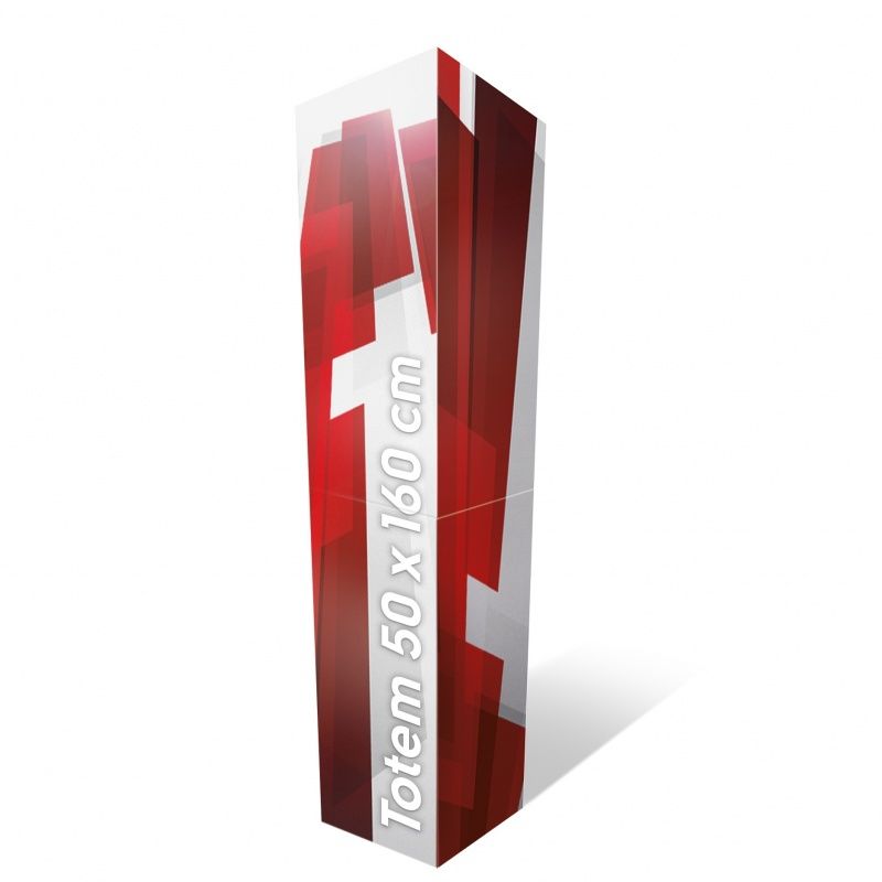 Totem en carton triangulaire 50 x 160 cm - Bikom - personnalisable avec options et impression_0