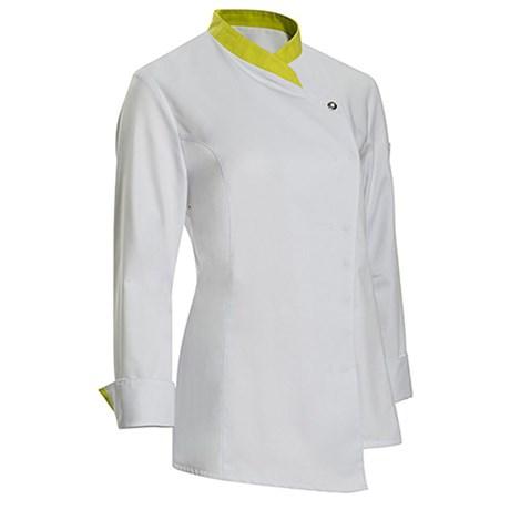 VESTE DE CUISINE FEMME JAVA BLANC ET VERT ANIS T.38