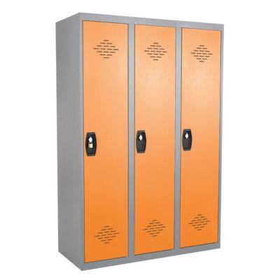Vestiaires monobloc Confort Industrie salissante 3 cases, toit plat, gris / orange_0