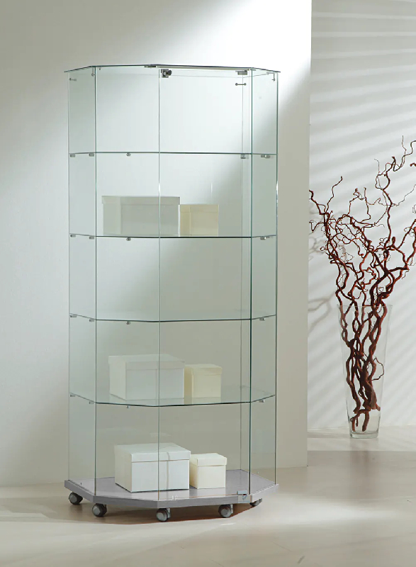 Vitrine hexagonale tout verre 8/18tva - gris_0