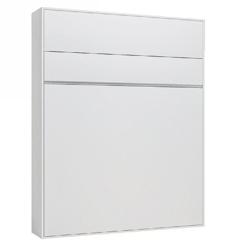 Armoire lit escamotable Genius blanc mat - ouverture assistée - couchage 160x200 - ultra plate pour gain de place_0