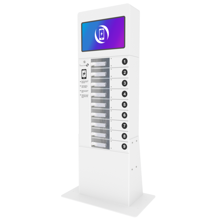 Borne de recharge Classic DS - 9 casiers sécurisés avec écran 21,5’’ pour téléphones et tablettes_1