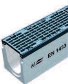 Caniveau System Maxi 150 D 400 - F 900 avec grille et longeron en fonte - 1000 mm de long, 210 mm de hauteur_0