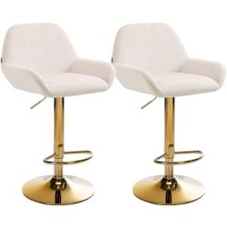 CLP Lot de 2 tabourets de bar Braga or velours Crème - beige textile 325114_0