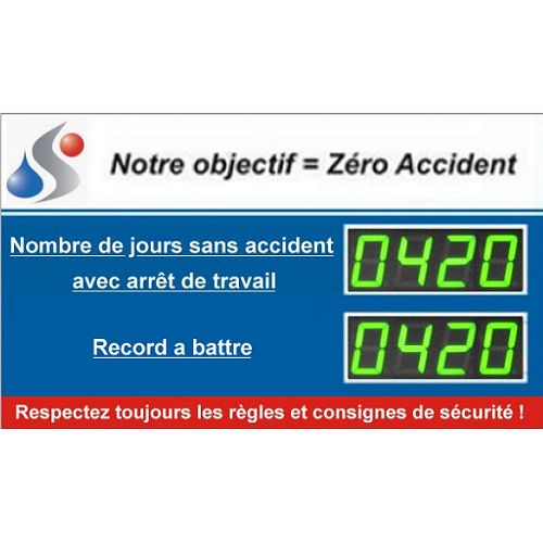 Compteur de jour sans accident - Adel Instrumentation - Afficheur personnalisable pour sensibilisation et motivation_0