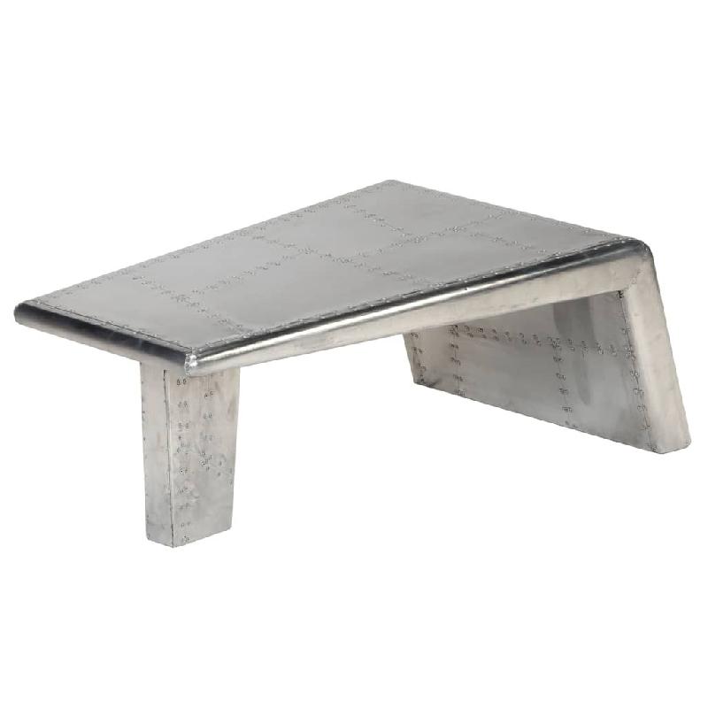 Décoshop26 - Table basse de salon design moderne Aviator Style d'avion vintage Aluminium Argent DEC037765 - 3000263456948_0