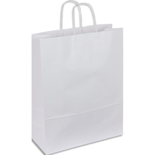 Paquet de 50 sacs kraft blanc poignées torsadées 180 + 80 x 220 mm_0