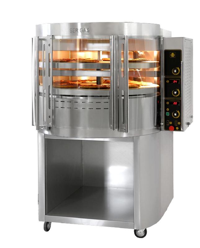 Four à pizza rotatif professionnel à gaz 2 étages avec piètement inox 7 pizzas de ø 30 cm - RP2+I_0