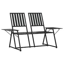 Helloshop26 - Banc de jardin meuble de patio d'extérieur terrasse 2 places 165 x 75 x 93 cm noir acier 02_0011283 - 3000618682725_0