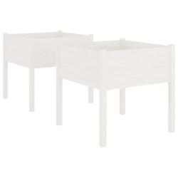 Helloshop26 - Jardinière bac lit surélevé plantes fleurs jardin terrasses lot de 2 70 x 70 x 70 cm bois de pin massif blanc 02_0039003 - 3000217985524_0