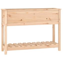Helloshop26 - Jardinière bac lit surélevé plantes fleurs terrasse jardin avec étagère 111,5 x 34,5 x 81 cm bois massif de pin marron 02_0038381 -_0