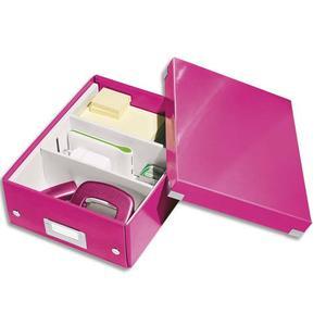 LEITZ BOÎTE CLICK&STORE S-BOX AVEC COMPARTIMENTS AMOVIBLES. COLORIS ROSE_0