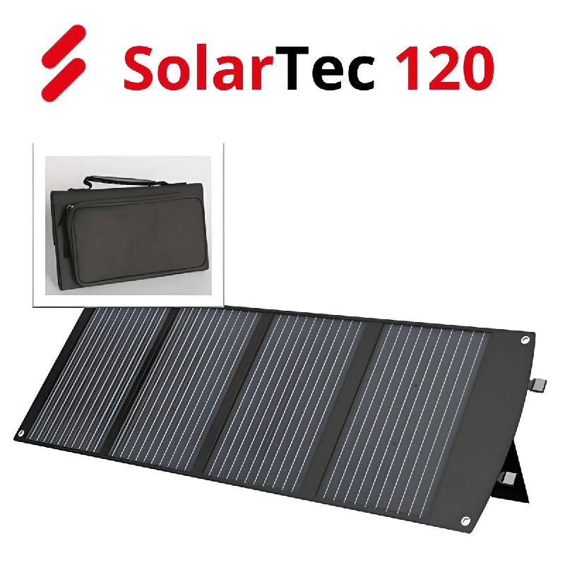 Panneau solaire portatif pliable SolarTec 120 - 120W 18V 6.6A - 4 pans monocristallins - Ports USB-A et USB-C - Câbles DC inclus - Protec_0