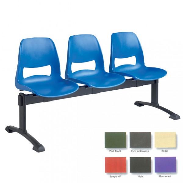 Siège poutre 3 places - coque polypropylène - 6 coloris - vert - pour salle d'attente - Marque Rolléco_0
