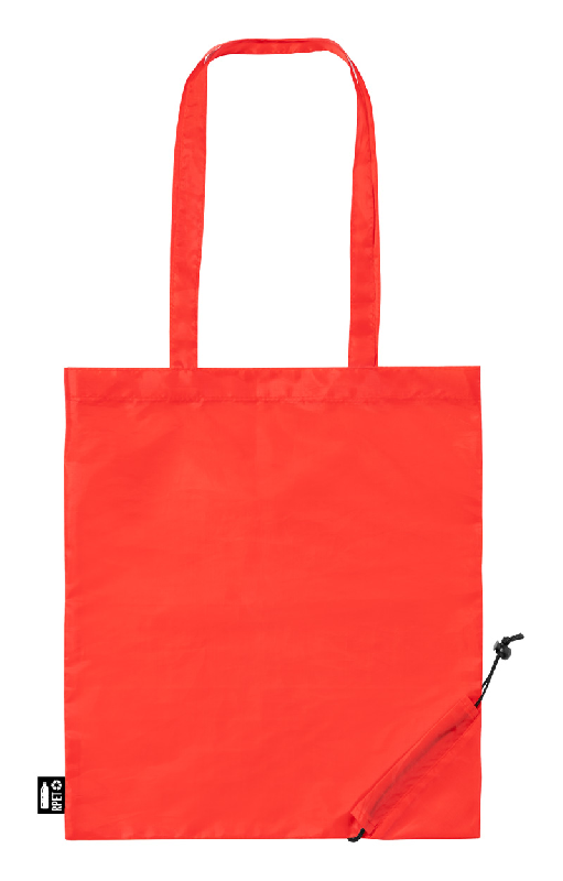 Sac shopping pliable en RPET - Polyester RPET 190T labélisé - Anses longues - Couleur rouge_0