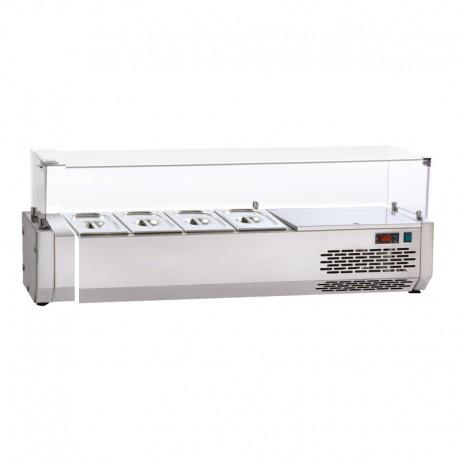 Saladette réfrigérée 4 bacs gn 1/4 pour tables à pizza tpz - 1200x329x457 - VR124V_0