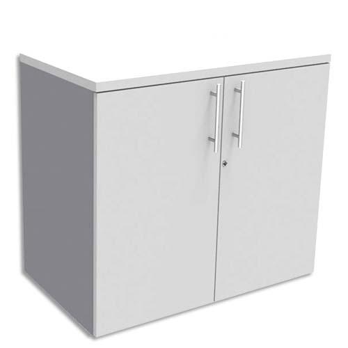 Simmob armoire basse aluminium 1 tablette avec porte, top blanc perle exprim - dim. : l80 x h72 x p47 cm_0
