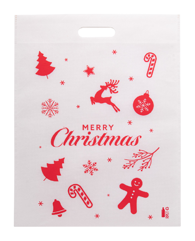 Tote bag publicitaire en intissé RPET - motif de Noël - anses pré-découpées - 80 g/m²_0