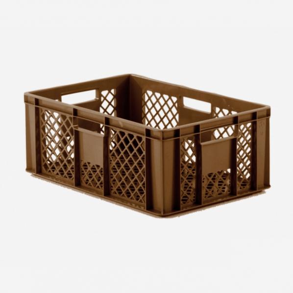 Bacs alimentaires ajourés 600x400 mm - Hauteur 240 mm - Polyéthylène haute densité - Marron_0