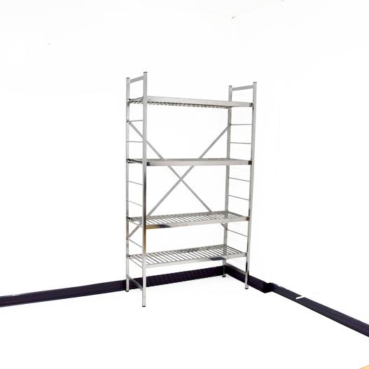 Base de rayonnage alimentaire - 4 tablettes grilles - 100% inox 18/10 - H : 1450 mm_0