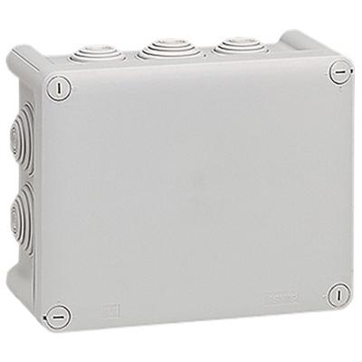 Boîte de dérivation montage en saillie pour pièces humides 002–01 Boîte de raccordement – 80 x 80 x 32 avec raccord union gewindelos Boîte de dérivation en caoutchouc gris viplast 7717