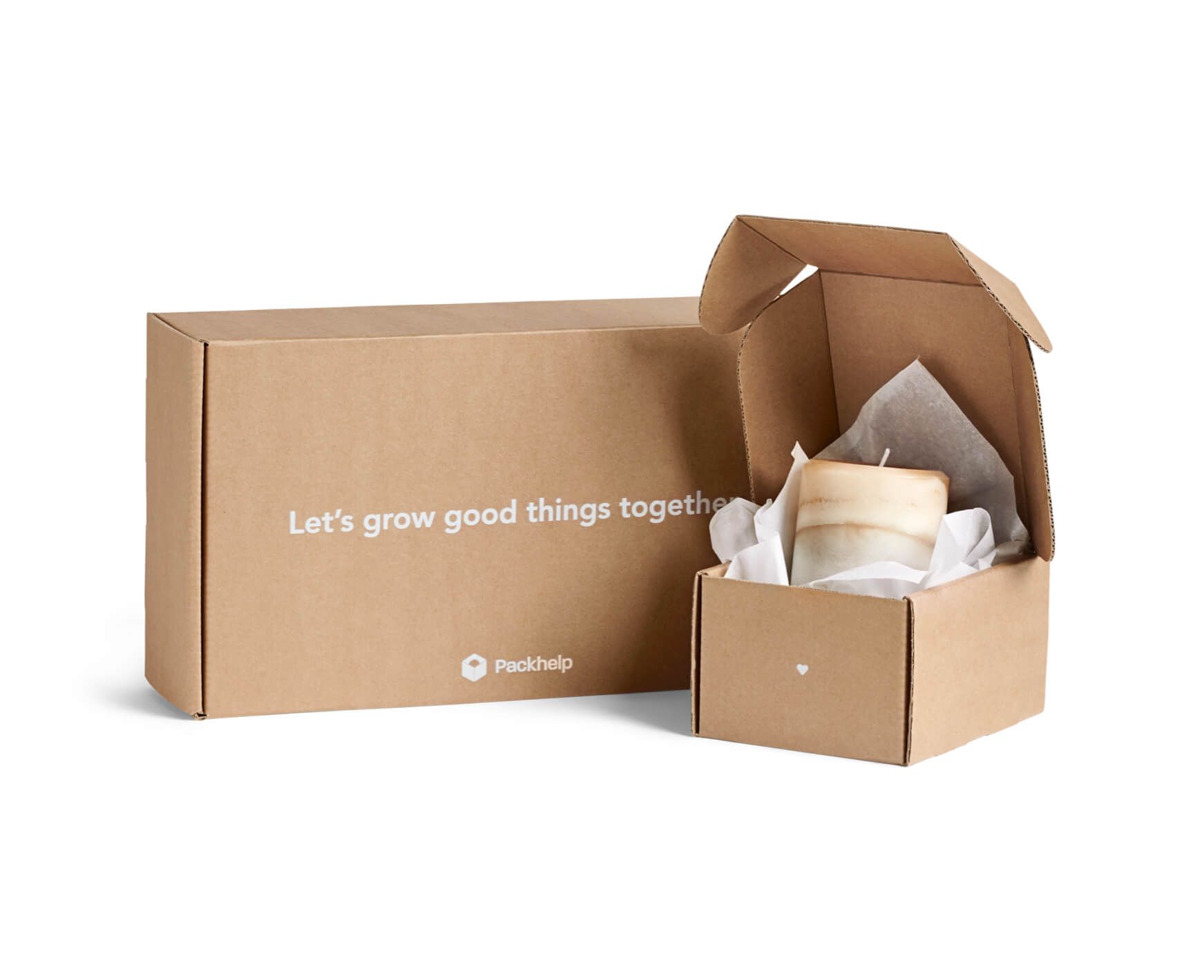 Boîte kraft à encre blanche - Packhelp SA - intérieur 24.9 x 19 x 5.5 cm - carton recyclable et robuste_0