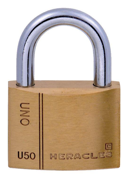 Cadenas standard en laiton UNO 50mm s'entrouvrant - Anse en U - HERACLES - i-cad50mv - 389785_0