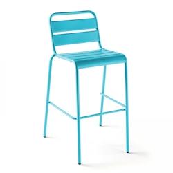 Oviala Business Chaise haute en métal bleu - bleu acier 106496_0