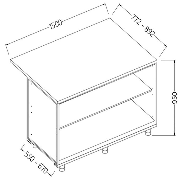 Comptoirs de bar neutres section caisse - 1500x550x950 mm - BC15X/5_0