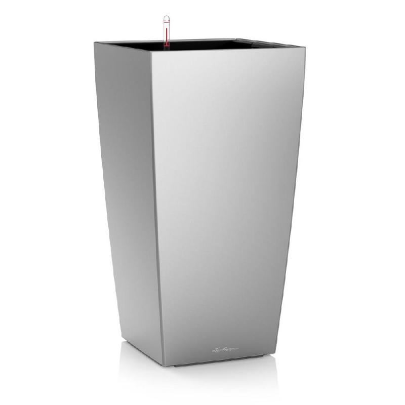 Cubico Premium 30 - Kit complet argent métallisé 56 cm - Pot de fleur design et élégant_0