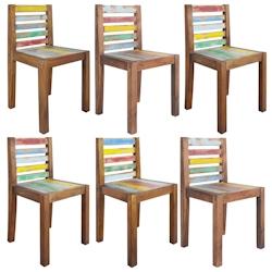 Décoshop26 - Set de 6 chaises de salle à manger bois de récupération solide multicolore DEC025679 - 3000255381500_0