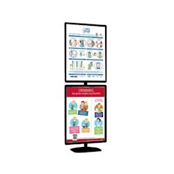 Edimeta Porte-affiches / Porte-messages Cadro-Clic® 2 cadres A2 sur pied H 180 cm noir - noir aluminium 214014NR_0