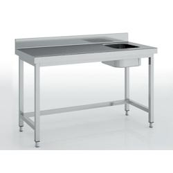 ERATOS Table Du Chef Profondeur 600 - Bac A Droite - Sans Etagere Avec Renfort - 2000X600X850 - Livree Demontee MCCD60-200D - Acier inoxydable 18/10 M_0