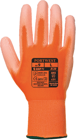 Gants anti-coupures - Enduit PU orange A120, taille L - Tricot jauge 13 et niveau anticoupure A1_0