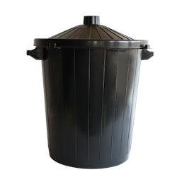 GILAC Poubelle éco-durable ronde avec couvercle verrouillable - 50 L et 80 L - noir - 80 L - Noir G613641 - noir 5413558303618_0