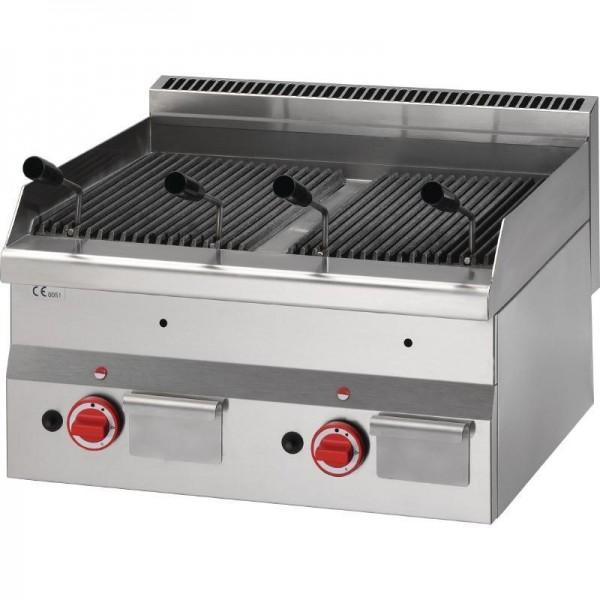 Grillade pierre de lave à gaz GRL60/60 - 11 kW - Acier inoxydable - Grille en fonte et thermostats réglables_0