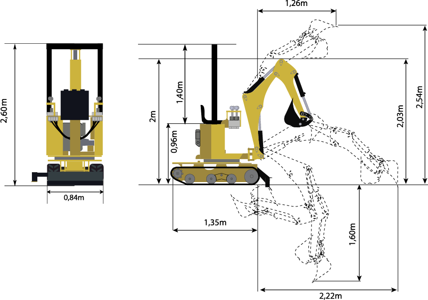 Mini-pelle Phoenix 400 - 14CV Kohler Pro - 850 kg avec démarreur électrique et ligne hydraulique supplémentaire_1
