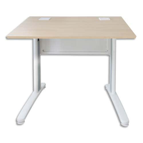 Mt international bureau droit pied en l hêtre blanc mt5 - dimensions : l80 x h73 x p80 cm_0