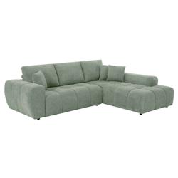 Oviala Business Canapé d'angle avec méridienne droite en tissu 3 places vert - vert polyester 113395_0