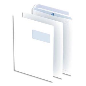 Oxford - Boîte de 250 pochettes blanches auto-adhésives 100g - Format C4 229x324 mm avec fenêtre 55x100 mm - Produit éco-responsable recyclable à 100%_0
