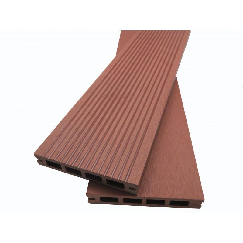 Pack 1 m² Lame de Terrasse Composite Prima - 3 Coloris - Brun Rouge - 2200mm - Épaisseur 19mm - Largeur 12cm - Surface 1m²_0