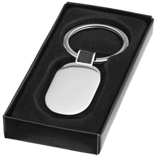Porte-clés ovale Barto 11810400 - aluminium avec passant de couleur et boîte cadeau noire_0
