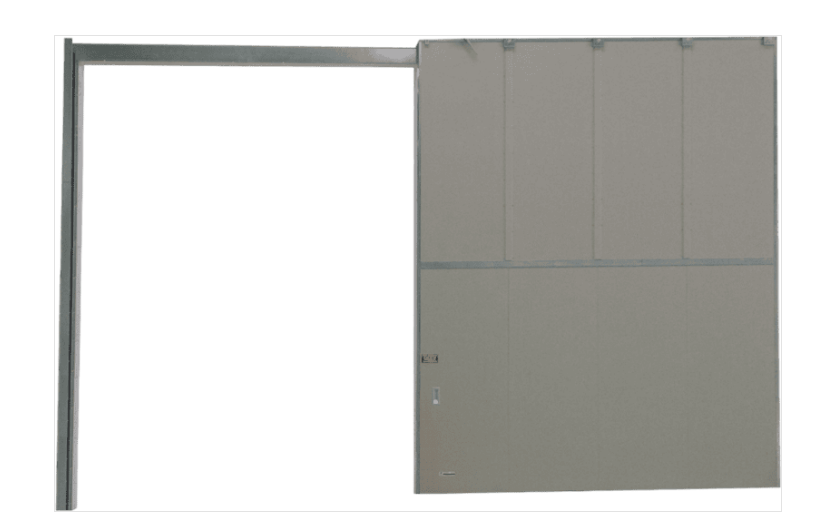 Porte coupe-feu coulissante réserve et entrepôt - 1H ou 2H - EI60 ou EI120 - Sur linteau avec rail - Surface maxi du vantail 20,48 m²_0